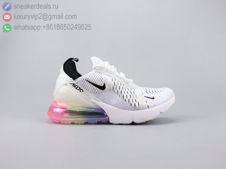 NIKE AIR MAX 270 FLYKNIT WHITE BLACK RAINBOW CLEAR WOMEN RUNNING SHOES